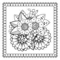 mehndi bloem voor henna, mehndi, tatoeage, decoratie. decoratief ornament in etnische oosterse stijl, doodle ornament, schets hand tekenen. kleurboek pagina. vector