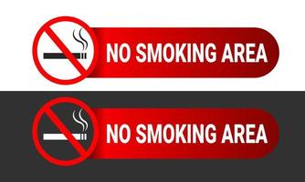 niet roken teken pictogram vector voor afdrukbare rode glanzende label sticker op zwarte en witte achtergrond