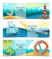 Zee nautische horizontale banners vector