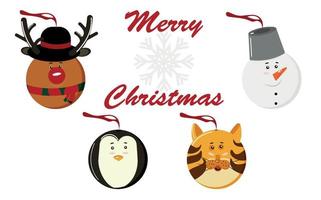 kerst decor.toys op de tree.festive decoraties. vector illustratie