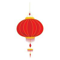 rode chinese lantaarn in plat design vector