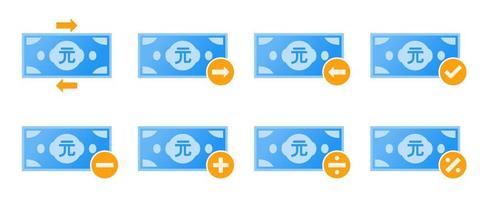 nieuwe taiwan dollar geld transactie icon set vector