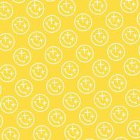 naadloos patroon met schattige smiley verspilde doodle gezichtsvorm gele witte achtergrond klaar voor uw ontwerpverpakking vector