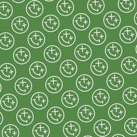 naadloze patroon met schattige smiley verspilde doodle gezichtsvorm groen gras witte achtergrond klaar voor uw ontwerp verpakking vector