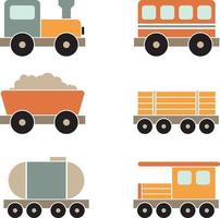 trein kleur wagen set vector