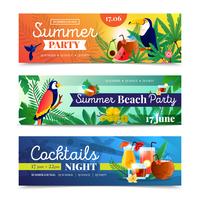 Tropische Cocktail Beach Party Banners Set vector