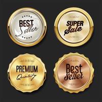 luxe premium verkoop gouden badges en labels collectie vector