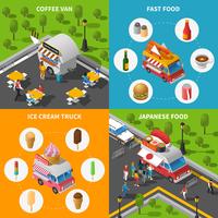 Street Food Concept Icons Set vector