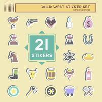 stickerset wilde westen eenvoudige illustratie, goed voor afdrukken, aankondigingen, enz. vector