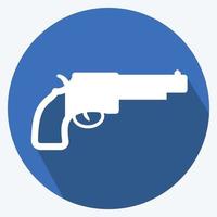 pictogram revolver - lange schaduwstijl - eenvoudige illustratie, goed voor afdrukken, aankondigingen, enz vector