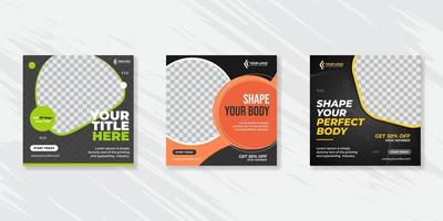 sportschool en fitness social media postbannersjabloon vector