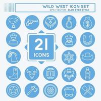 icon set wild west - blauwe ogen stijl - eenvoudige illustratie, goed voor prints, aankondigingen, enz vector