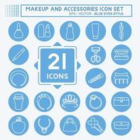 icon set make-up en accessoires - blauwe ogen stijl - eenvoudige illustratie, goed voor prints, aankondigingen, enz vector