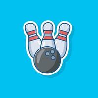 bowlingbal stijl sticker vectorillustratie, sportuitrusting ontwerp vector