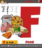 letter f uit alfabet met voedselwoord vector