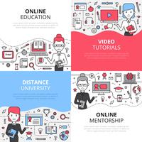 Online onderwijs ontwerp Concept Set vector