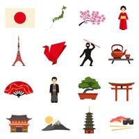 Japan cultuur vlakke pictogrammen instellen vector