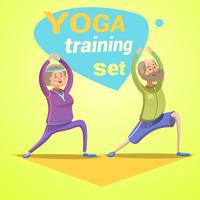 yoga retro cartoon vector