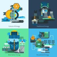 Energieproductie flat set vector