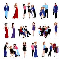 Mannequin catwalk pictogrammen vector