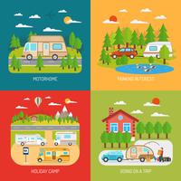 Motorhome Concept Icons Set vector