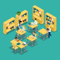 Onderwijs Middle School Classroom Isometric Banner vector