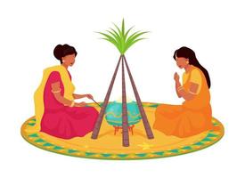 vrouw in traditionele sari op vakantie semi-egale kleur vectorkarakters vector