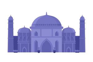 blauwe monochromatische moskee semi-egale kleur vectorobject vector