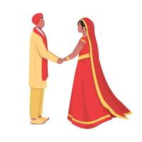jonggehuwden in traditionele kleding semi-egale kleur vectorkarakters vector