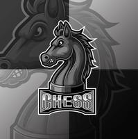 zwarte schaakridder paard mascotte e sport logo ontwerp vector