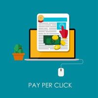 pay-per-klik plat concept voor webmarketing. vector illustratie