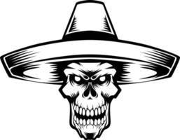 illustratie vectorafbeelding van schedel mexicaan perfect voor tshirt tattoo design vector