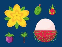 tropisch fruit en bloemen vector