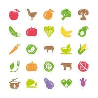 ga vegan icon set vector