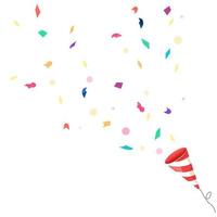 confetti shooter met vliegende confetti, party cracker, paper party illustratie vector