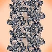 Abstracte kant lint naadloze patroon met elementen bloemen. Sjabloon frame ontwerp voor kaart. Lace kleedje. vector