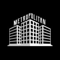 geïllustreerd logo van stedelijke gebouwen op grootstedelijke stad. met retro-thema. vector