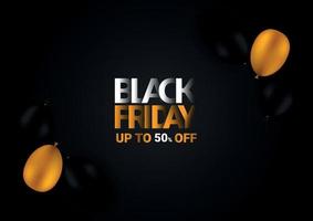 Black Friday-verkoopbanner met 3D-teksteffect en illustratieballonnenillustratie vector