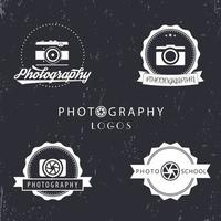 fotografielogo's, fotoschool, fotograaflogo, embleem, fotografieborden, wit op donker, vectorillustratie vector