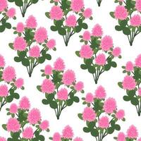 bloemen rode klaver naadloze patroon. schattige roze bloemen trifolium achtergrond. zomer concept. ontwerpelement voor textiel, stoffen, scrapbooking, behang en etc. vectorillustratie. vector