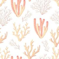 koraalrif patroon. oceaan wereld kleurrijke naadloze vector textuur met tekeningen van het onderwaterleven. marine herhalingsontwerp voor stof, textiel, behang, mode, webpagina-achtergrond.