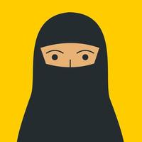 egale kleur moslim vrouwen portret. jong meisje arabische etniciteit gezicht avatar. tekens voor web, videogame, account, vectorpictogram. vector