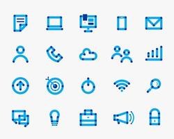 online blauwe communicatie vector ronde icon set