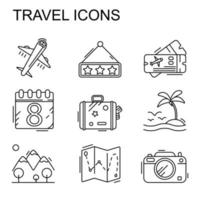 tour en reizen overzicht icon set vectorillustratie vector