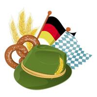 kleurrijke cartoon Duitse veren hoed. historisch kostuum partij prop. vector