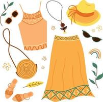 boho outfit set met decoratieve elementen vector