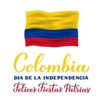 Colombia onafhankelijkheidsdag kalligrafie belettering in het Spaans. nationale feestdag gevierd op 20 juli. vector sjabloon voor typografie poster, spandoek, wenskaart, flyer