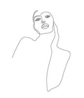 vector minimalistische lineaire vrouw illustratie, abstracte doorlopende lijntekening gezicht. moderne one line art, vrouwelijk portret. gebruik voor sociaal net, poster, kunst aan de muur, draagtas, t-shirt print, sticker
