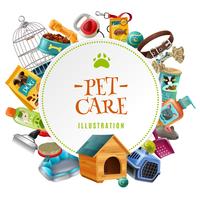 Pet Care accessoires ronde frame illustratie vector