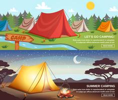 Camping horizontale banners vector